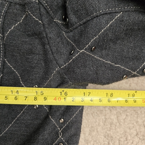 FREE PEOPLE Grey Quilted Studded Moto Sweater Jacket With Neck Buckles. Small - Picture 15 of 16
